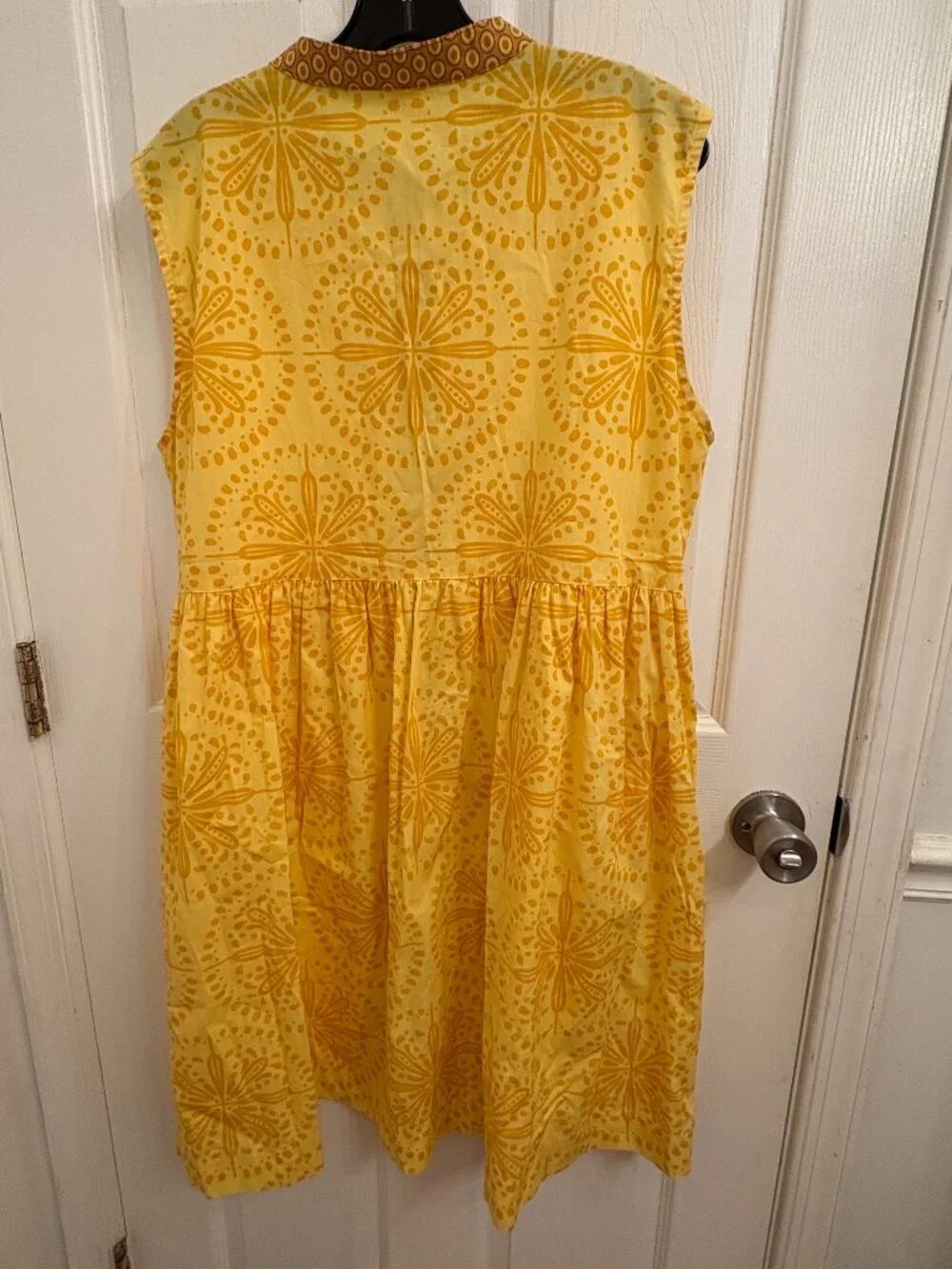 Uncle Frank Sun Kissed Yellow Dress Geometric Print Button-down Pockets size L - Picture 5 of 5